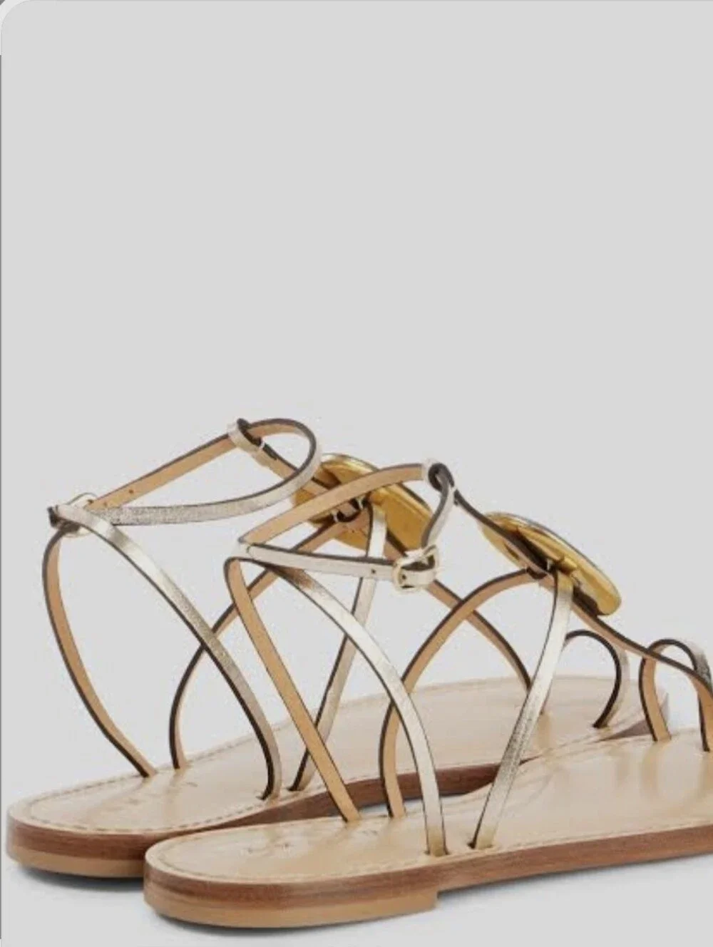Amantu Metallic Gold Leather Stone-Accent Women's Sandals